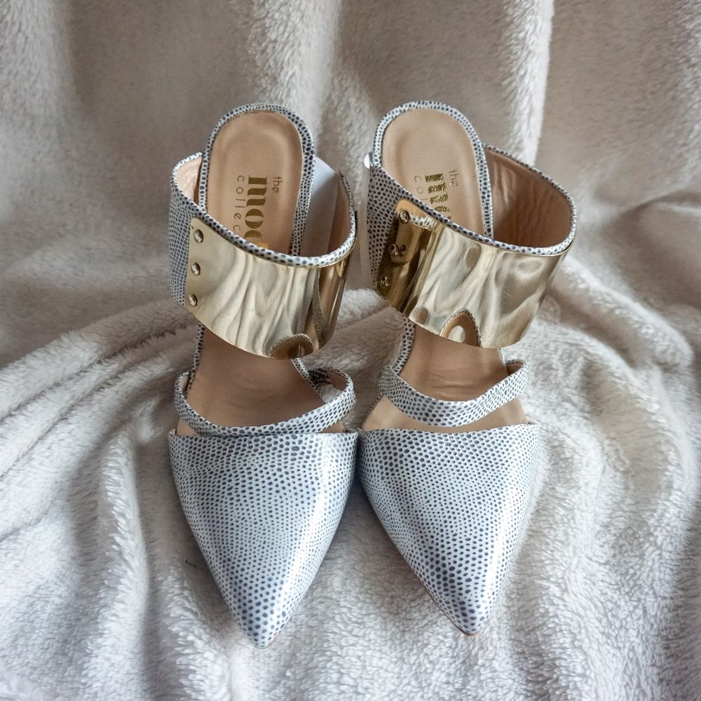 Mode Collective White Mule Heels